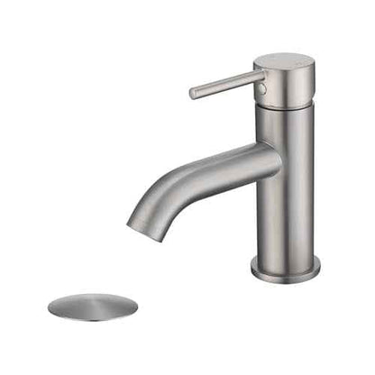 Single Handle Bathroom Faucet with Metal Drain Assembly and Escutcheon, Brushed Nickel