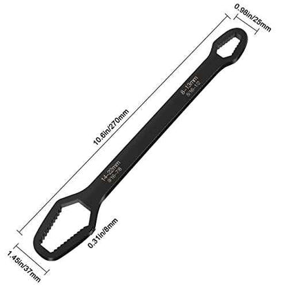 2pcs Black Universal Wrench,8-22mm Universal Torx Wrench,Double-ended Self-tightening Adjustable All in One Tool