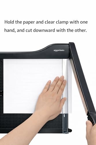 Amazon Basics Paper Trimmer Cutter for Office and Crafts, Heavy-Duty, Portable Guillotine Paper Cutter with Blade Lock, 12-Inch, 10-Sheet Cardstock, Photos