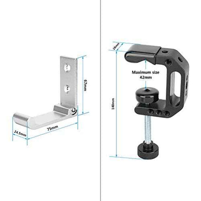 CAMVATE Foldable Wall Hanging Hook for Tool Storage + C Clamp with 1/4" & 3/8" Mounting Points - 3089