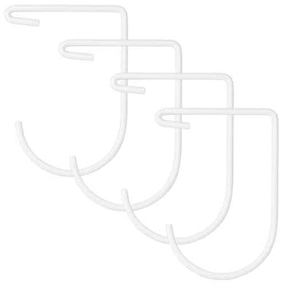 Overhead Rack Hooks for Hanging from Ceiling Rack and Wall Shelving Deck, Heavy Duty Bike Hooks - White (Set of 4)