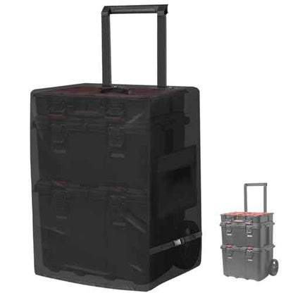Tool Box Cover for Keter Stack-n-Roll Modular Tools Organizer Stackable 3PC Rolling Tool Box System with Wheels, 600D Waterproof Tool Chest Organizer Cover, Black, Cover Only