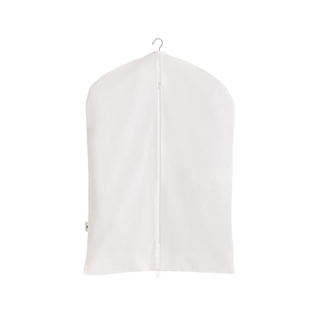 Forever Cotton Premium 100% Cotton Garment Bags – 40" Off-White Canvas Suit Cover with YKK Zipper – Moth Protector, Breathable, Machine Washable, Cover for Coats, Dresses, Jackets & Travel