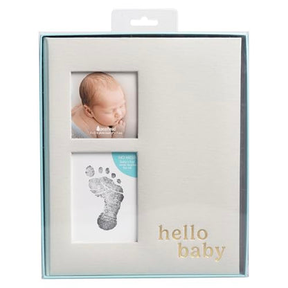 Pearhead Linen Memory Book for Baby Boy or Girl, First 5 Year Baby Book, Monthly Milsetone Scrapbook and Photo Album, My Baby Book