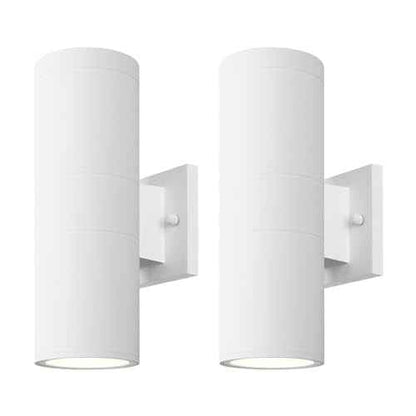 mirrea Modern Outdoor Porch Light Patio Light in 2 Lights with Aluminum Cylinder and Tempered Glass Cover Waterproof Wall Sconce 2 Pack (Matte White)