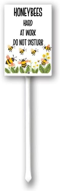 Uptell Honeybees Hard At Work Do Not Disturb Yard Signs with Stakes Aluminum Sign for House/Front Door and Business Outdoor Decoration 8x12 Inch