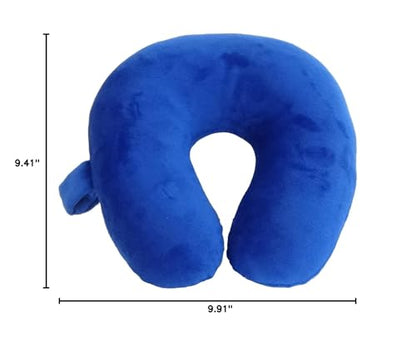 Wolf Essentials Kids Travel Neck Pillow - Cozy Soft Microfiber, Compact Design for Airplane, Car Seat, or Toddler Travel Support – Blue