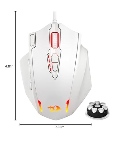 Redragon M913 Impact Elite Wireless Gaming Mouse, 16000 DPI Wired/Wireless RGB Mouse with 16 Programmable Buttons, 45 Hr Battery and Pro Optical Sensor, 12 Side Buttons MMO Mous