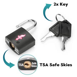 DUALCROWN 12-Pack Black Neon Square TSA Approved Luggage Lock for Suitcases, Carry-On Bags, Backpacks & Laptop Cases
