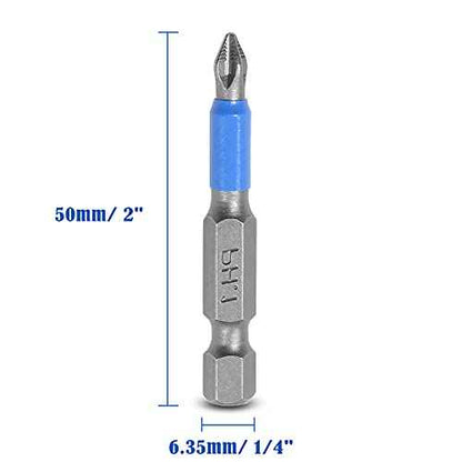 Uenhoy 10 Pcs Magnetic Phillips Screwdriver Bits Set 2 Inch Long Anti Slip Phillips Bits #1, 1/4 Inch Hex Shank (PH1 x 50MM)