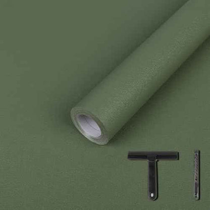 LXCREAT Green Wallpaper Peel and Stick Matte Solid Color Removable Self Adhesive Renter Friendly Wallpaper, Vinyl Film Waterproof Contact Paper for Bedroom with Scraper, Paper Cutter 17.71in¡¿118in