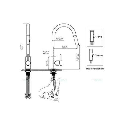 Havin Brushed Nickel Kitchen Faucet with Pull Down Sprayer, High Arc Stainless Steel Material, with cUPC Ceramic Cartridge,Fit for 1 or 3 Holes Kitchen Sink or Laundry Sink or bar Sink Faucet