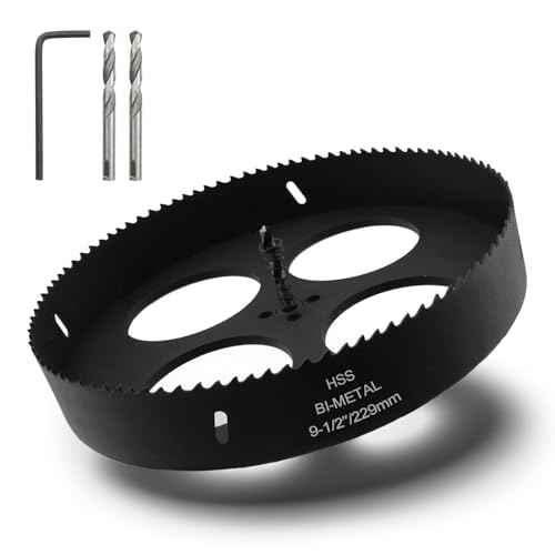 9.5-inch Hole Cutter with Drill Bit and Hex Wrench Drilling Holes Bi-Metal Hole Saw for Wood Plastic Drywall Thin Metal