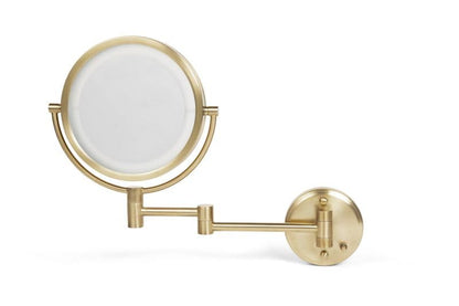 JERDON Wall-Mounted Makeup Mirror with LED Lighting - Direct Wire Lighted Makeup Mirror with 8X Magnification & Nickel Finish Wall Mount - Model HL75ND