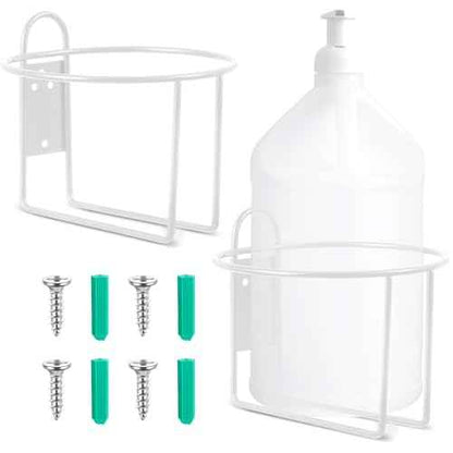 Hicarer 2 Pcs One Gallon Jug Storage Rack Wall Mounted Heavy Duty Steel Wall Rack for 1 Gallon Bottle Round Water Jug Holder with Hardware Hand Sanitizer 6-3/4" W x 5" H x 6-1/2" D (White)
