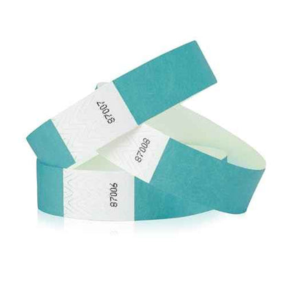 100 WristCo Caribbean Blue Tyvek Wristbands for Events - Comfortable Tear Resistant Paper Bracelets ID Wrist Bands for Concerts Festivals Admission Party Identification