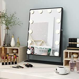 Hansong Vanity Mirror with Lights Makeup Mirror with Lights 12 Dimmable Bulbs Hollywood Lighted Makeup Mirror Detachable 10x Magnification 3 Color Lighting Modes