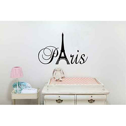 Black 20" x 13" Paris Tower Girls Room Wall Decal Home Decor Vinyl Black