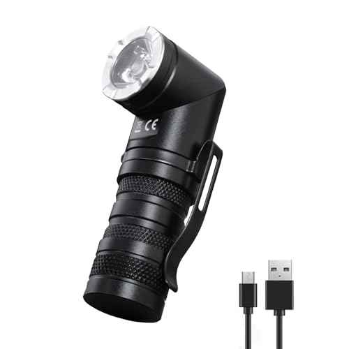 HAUTMEC 1400 Lumen Rechargeable Flashlights LED EDC Flashlight with 90 Degree Flashlight Swivel Head 5 Modes Pocket Flashlights Magnetic Base for Camping, Working, Outdoor, Hiking, Emergency