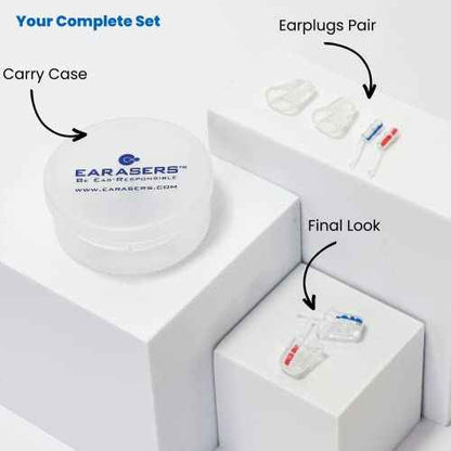 EARasers -19dB Peak Reduction Earplugs - Reusable Noise Reduction Musicians Earplugs for Concerts, Djs (Medium)