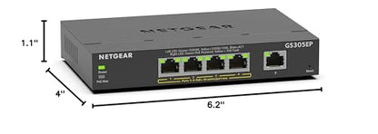 NETGEAR 8 Port PoE Gigabit Ethernet Easy Smart Managed Essentials Switch (GS308EPP) - with 8 x PoE+ @ 123W, Desktop or Wall Mount