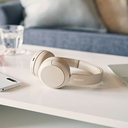 Sony WH-CH520 Best Wireless Bluetooth On-Ear Headphones with Microphone for Calls and Voice Control, Up to 50 Hours Battery Life with Quick Charge Function, Includes USB-C Charging Cable - Beige