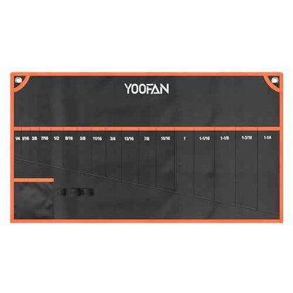 YOOFAN Wrench Roll Up Pouch ? Wrench Organizer Bag with Handle, Wrench Holder for Hanging (17+1 SAE)