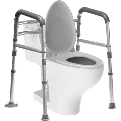 Toilet Safety Rails, Height-Adjustable, Foldable, Tool-Free Assembly, for Elderly, Seniors, Handicap & Disabled, 350 lbs Capacity