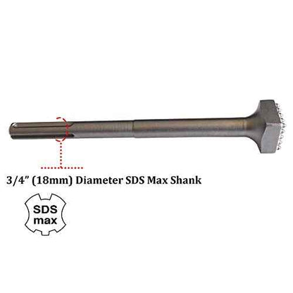 11 3/4 In. SDS Max 25 Tips Concrete Repair Patch Prepare Bushing Tool - 1 1/2 Inch Square Head - Pack of 1