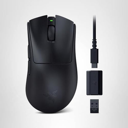 Razer DeathAdder V3 HyperSpeed Wireless Gaming Mouse: 55g Lightweight - USB C Charging - Up to 100 Hr Battery - Advanced 26K Optical Sensor - Gen-3 Optical Switches - 8 Programmable Controls - Black