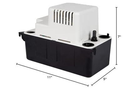 Little Giant VCMA-20ULS 115 Volt, 80 GPH, 1/30 HP Automatic Condensate Removal Pump for HVAC/Refrigeration Systems/Dehumidifiers with Overflow Detection Switch and 6-Foot Cord, White/Black, 554425