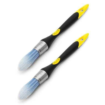 Bates- Trim Paint Brush, 0.75 Inch, 2 Pack, Ergonomic Non-Slip Handle, Synthetic Bristles, Trim Brushes for Painting, Yellow and Black