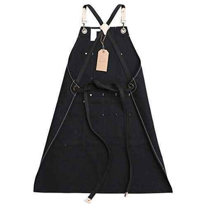 Jeanerlor Work Apron Durable Tool Aprons for Women and Men Cross-Back Straps