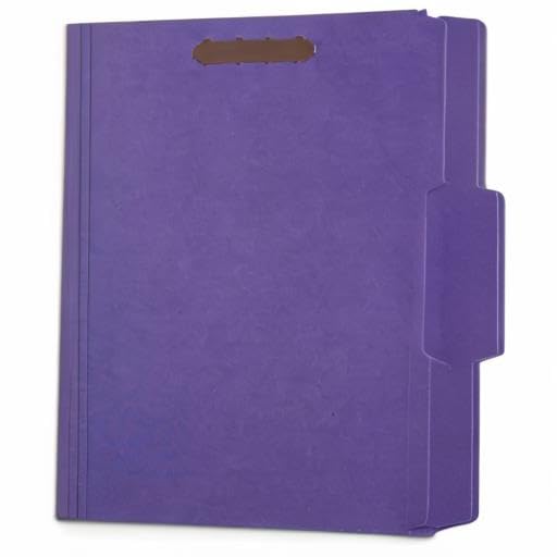 50 Purple File Folders with Fasteners, 1/3 Cut Reinforced Tab, Durable 2 Prong Fastener File Folder, Designed to Organize Standard Medical Files, Law Client Files, Office Reports, Letter Size, Purple