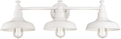 Design House 579656 Kimball Industrial Farmhouse 3-Light Indoor Bathroom Vanity Light with Metal Shades for Over the Mirror, Antique White