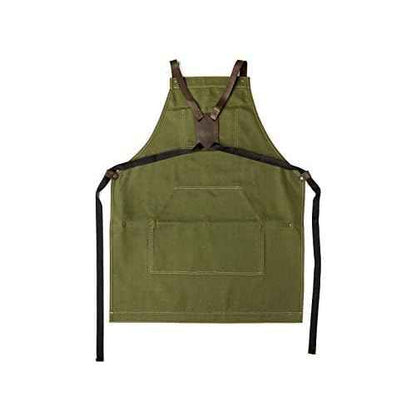 OleksynPrannyk Work Apron in Non-Waxed Canvas with Cross Straps Adjustable