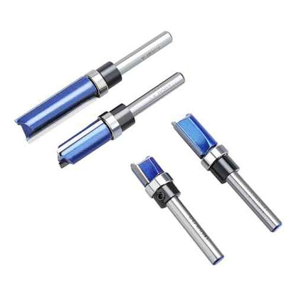 4PCS Router Bit Set, Top Bearing Flush Trim Router Bit 1/4" Shank,1/2" Diameter Flush Cut Router Bit for Woodworking Cutting Length 1/2", 3/4", 1", 1-1/2"