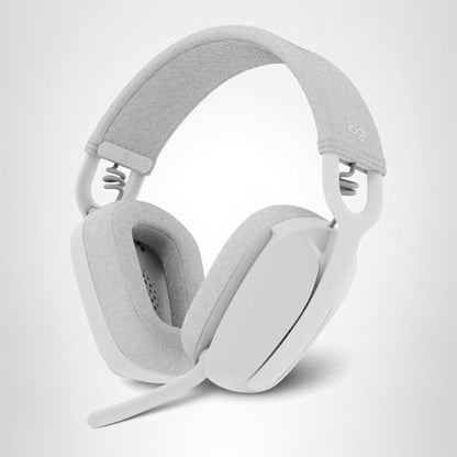 Logitech Zone Vibe 100 Lightweight Wireless Over Ear Headphones with Noise Canceling Microphone, Advanced Multipoint Bluetooth Headset, Works with Teams, Google Meet, Zoom, Mac/PC - Off White