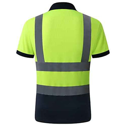 JKSafety 3 Pack Hi-Vis Safety Daily Work Construction Polo Shirts for Men for Women Polos de construcci?n de seguridad hv (066-3P-YNavy, L)