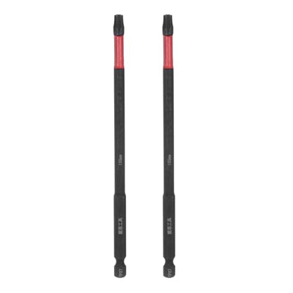 HARFINGTON 2pcs Impact Tough Torx Drill Bit T27 6" Length 1/4" Hex Shank S2 Steel Magnetic Insert Star 6 Point Head Screwdriver Bits
