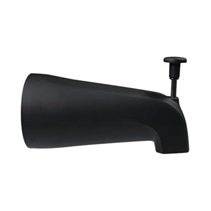 Westbrass CO531-62 5-1/4" Front Diverter Tub Spout with Tip-Toe Drain and 2-Hole Overflow Trim, Matte Black