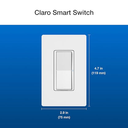 Lutron Claro Smart Light Switch for Caseta Lighting, for LED Lights, Fans, 5 Amp, Single-Pole/3-Way, Neutral Required, DVRF-5NSS-WH-2, White, 2 Pack