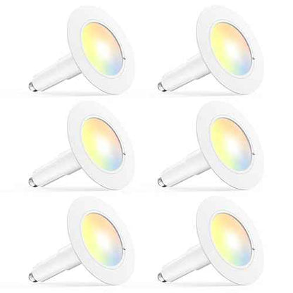 Amico 5/6 inch 5CCT LED Recessed Lighting 6 Pack, 12W=100W, 950LM Adjustable Can Lights, 2700K/3000K/4000K/5000K/6000K Selectable, Dimmable, IC & Damp Rated, Retrofit Installation - ETL & FCC