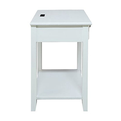 Casual Home Owl Night Stand with USB Port Charging Station and Drawer, 17.5" W x 14.25" D x 24.5" H, Natural Gray