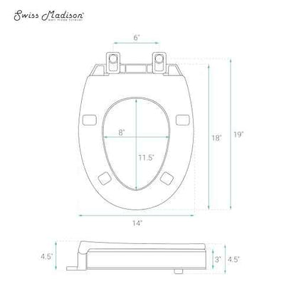 Swiss Madison Ryse 3 in. Raised Elongated Soft Close ADA Compliant Toilet Seat in Glossy White