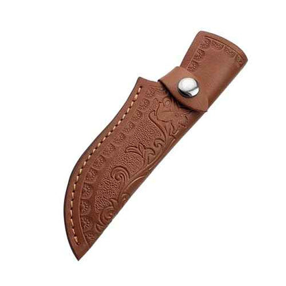 Leather Knife Sheath for Belt, Genuine Leather Holster for up to 4.3" Fixed Blade Knife, Hunting Knives Holder with Snap Closure