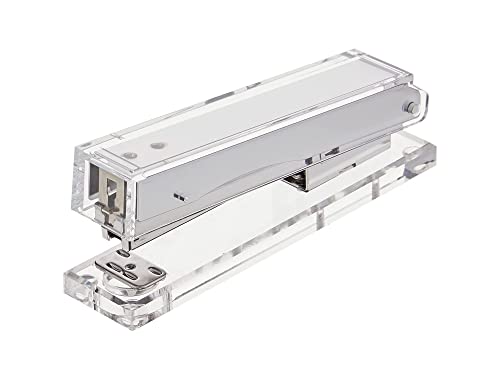 Kantek Clear Acrylic Desk Stapler, Large Capacity Holds a Full Strip of Standard Staples, 1.4" x 6" x 2.3", Non-Skid Feet, Office Organizer, Desk Accessory