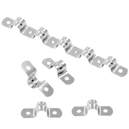 Hordion 50Pcs 3/8" Two Hole Strap U Bracket, M10 Rigid Pipe Strap Stainless Steel Conduit Clamp for Fixing Pipe