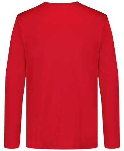 Tommy Hilfiger Boys' Long Sleeve Crew Neck T-Shirt, Script Scarlet Sage, 10-12