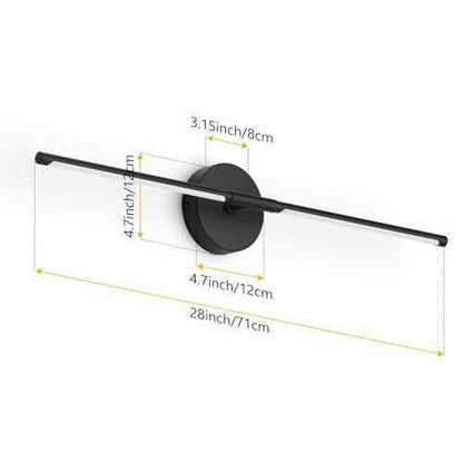 Black Wall Sconce for Bathroom 28In Hardwired Vanity Light Fixture 3000K Indoor Bathroom Sconce Over Mirror 360¡Æ Rotate for Living Room